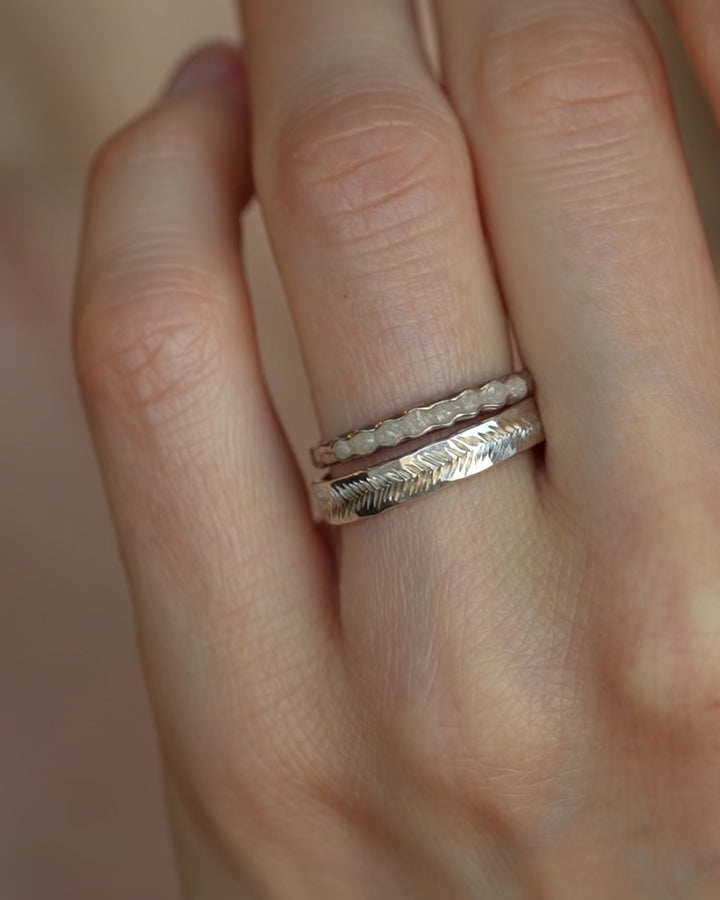 Raw White Diamond Band Ring