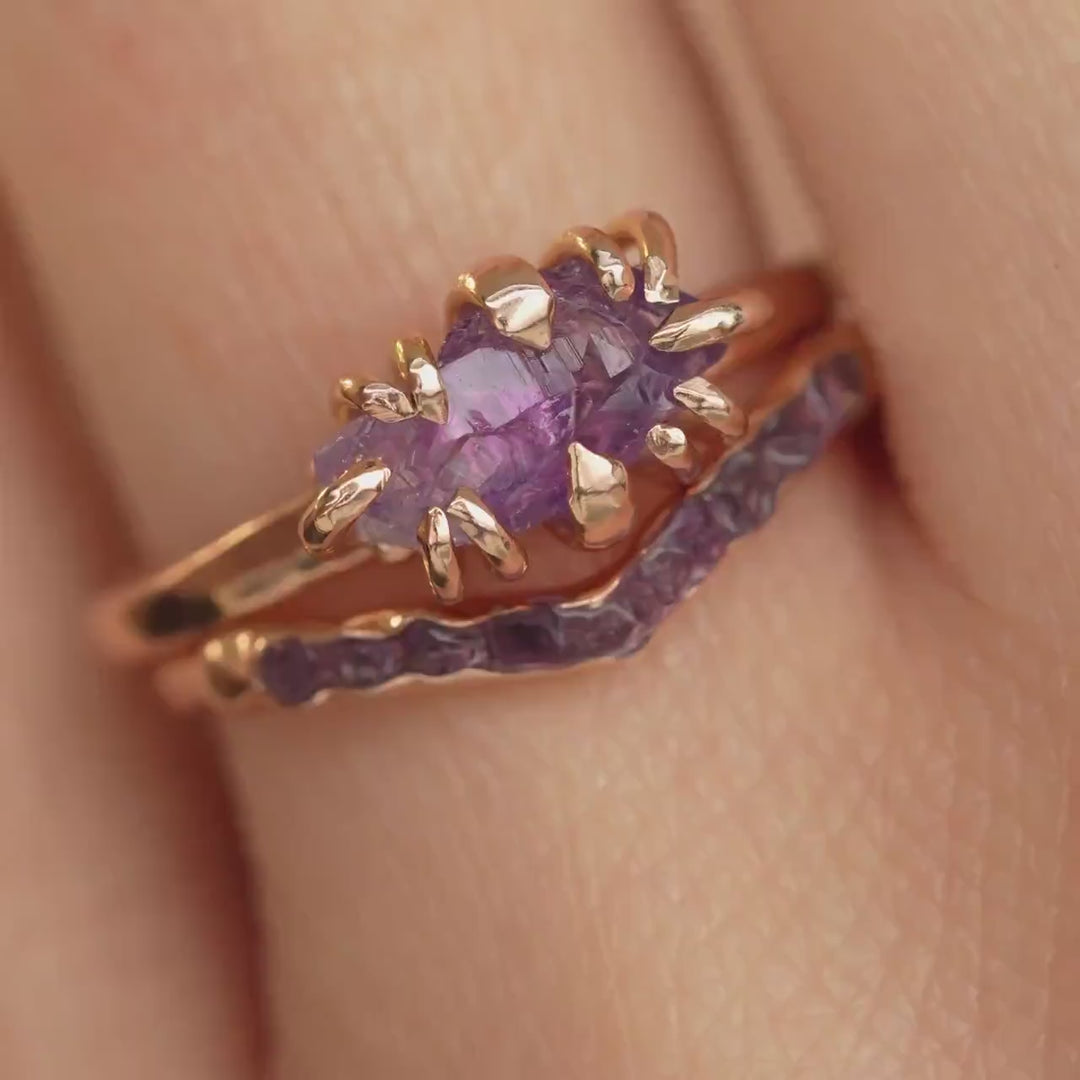 Raw Amethyst Wave Ring