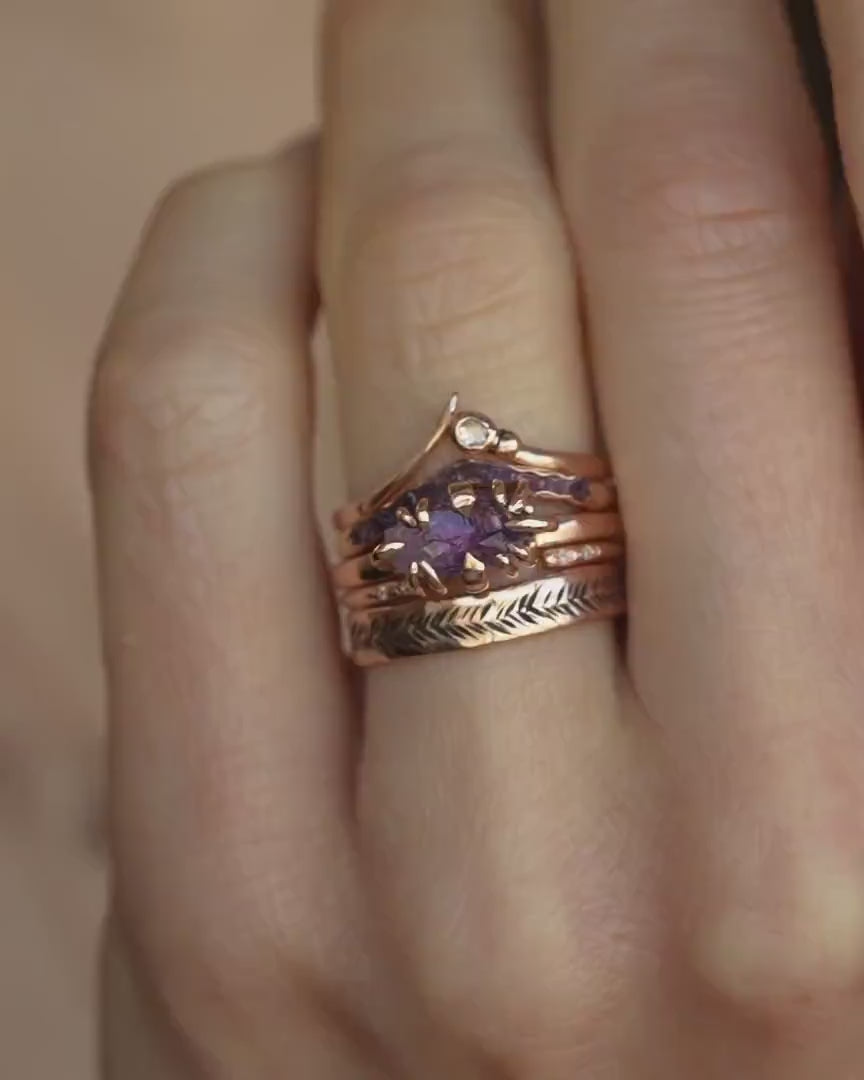 Raw Amethyst Crystal Gold Ring