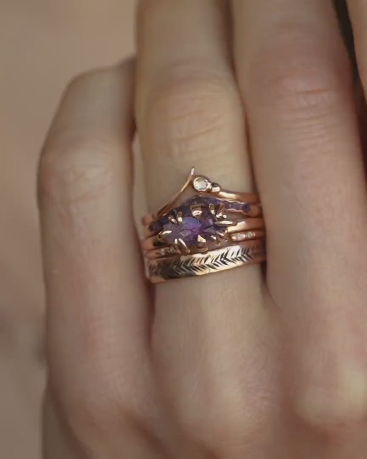 Raw Amethyst Crystal Gold Ring