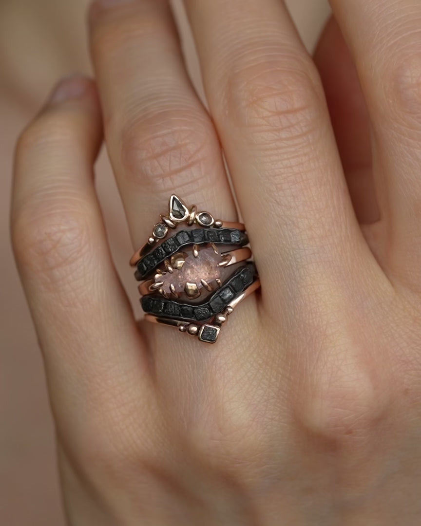 Raw Morganite Crystal Ring