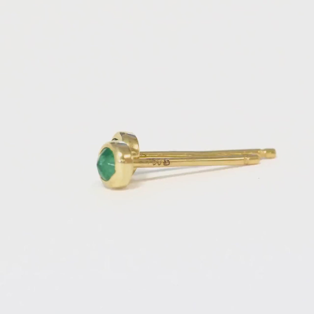 Round Cut Emerald Studs