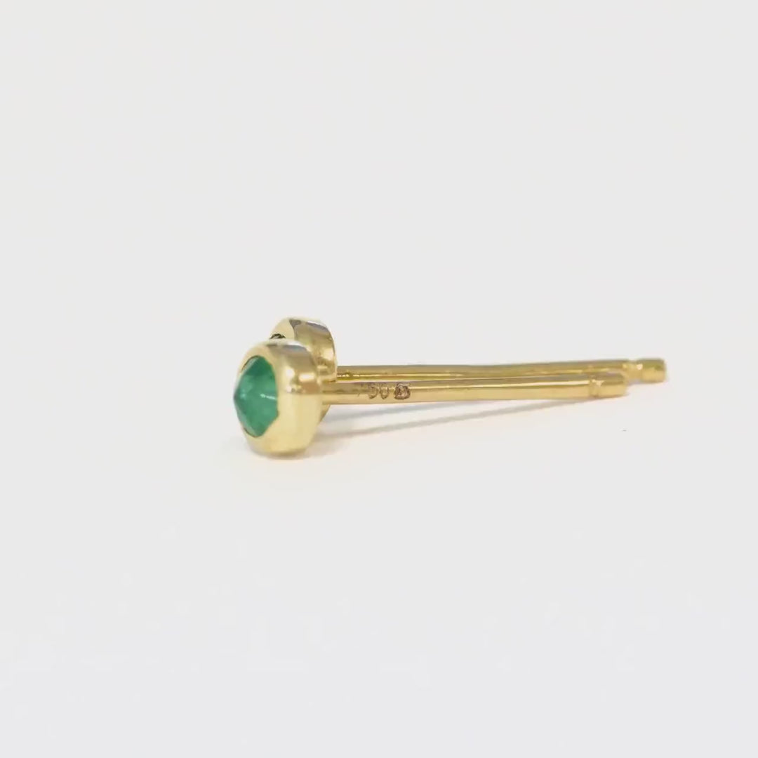 Round Cut Emerald Studs