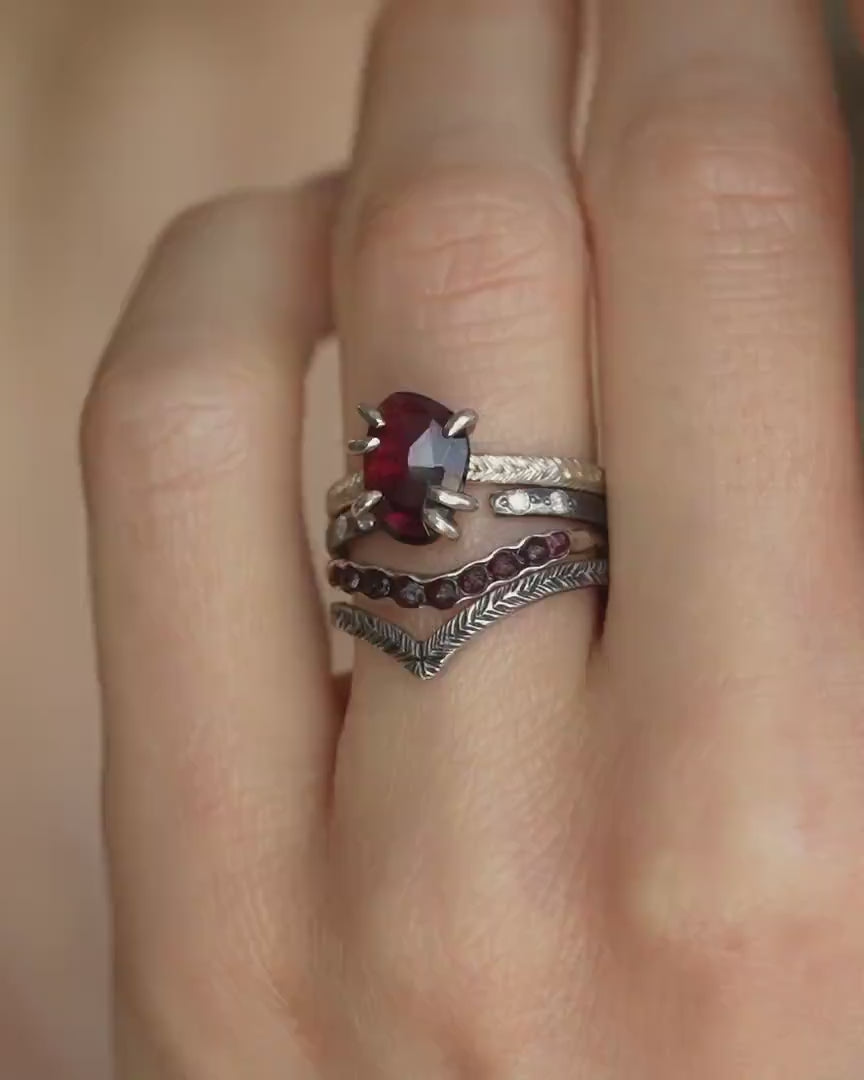 Raw Czech Garnet Wave Ring