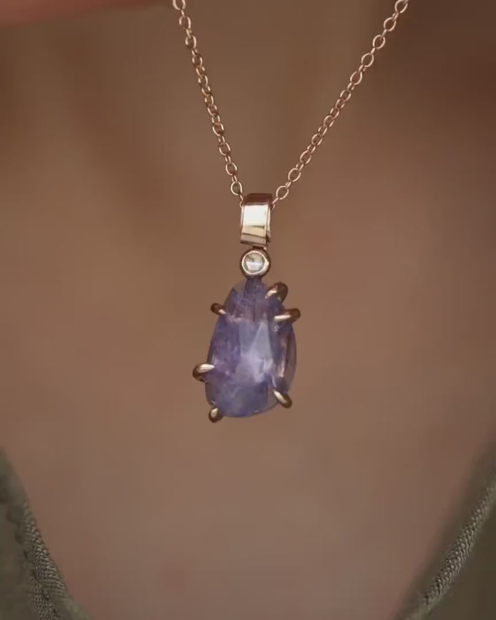 Rose Gold Tanzanite and Diamond Pendant Necklace