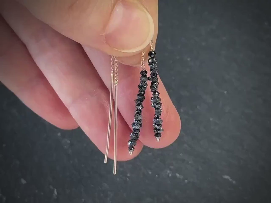 Black Diamond Thread Earrings