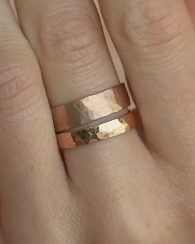 5mm Hammered Gold Band Ring