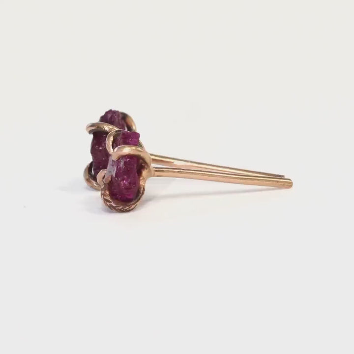 Raw Ruby Stud Earrings