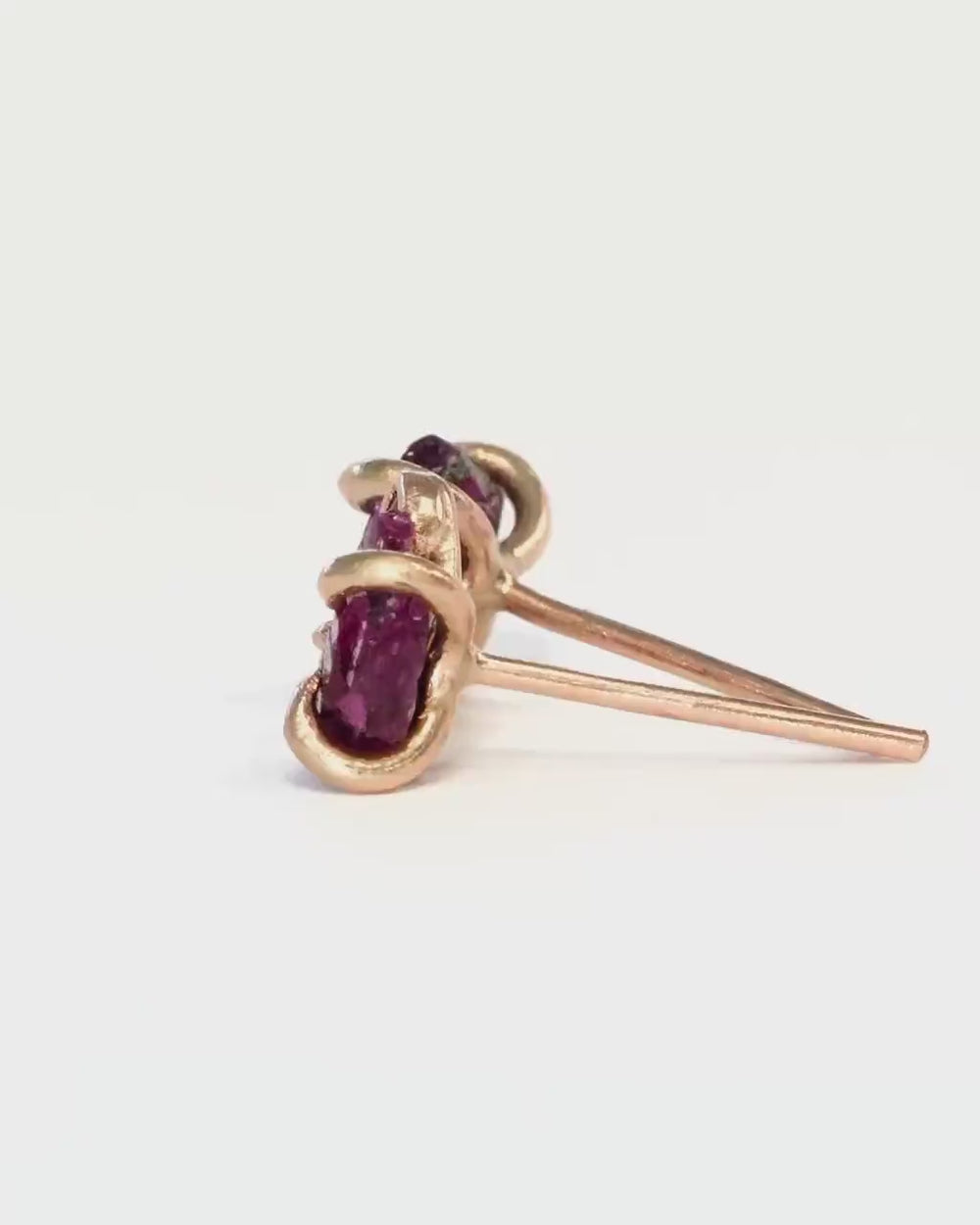 Rose Gold Raw and Cut Ruby Studs