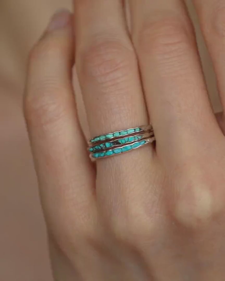 3 Raw Turquoise Ring Stack
