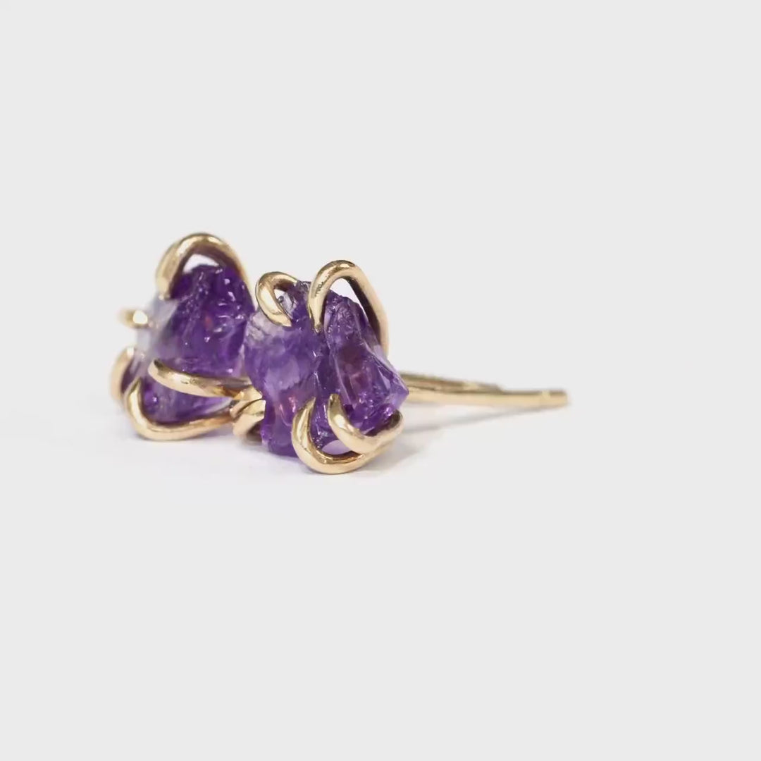 Raw Amethyst Studs
