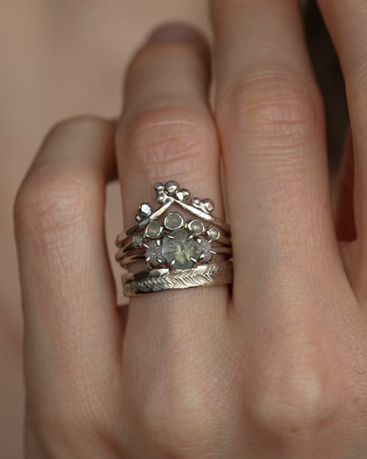 Raw Aquamariner and Diamond Ring