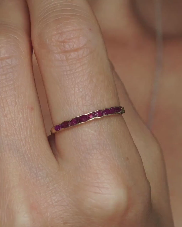 Slim Raw Ruby Wedding Band