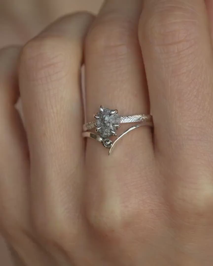 Raw Gray Diamond Engagement Ring