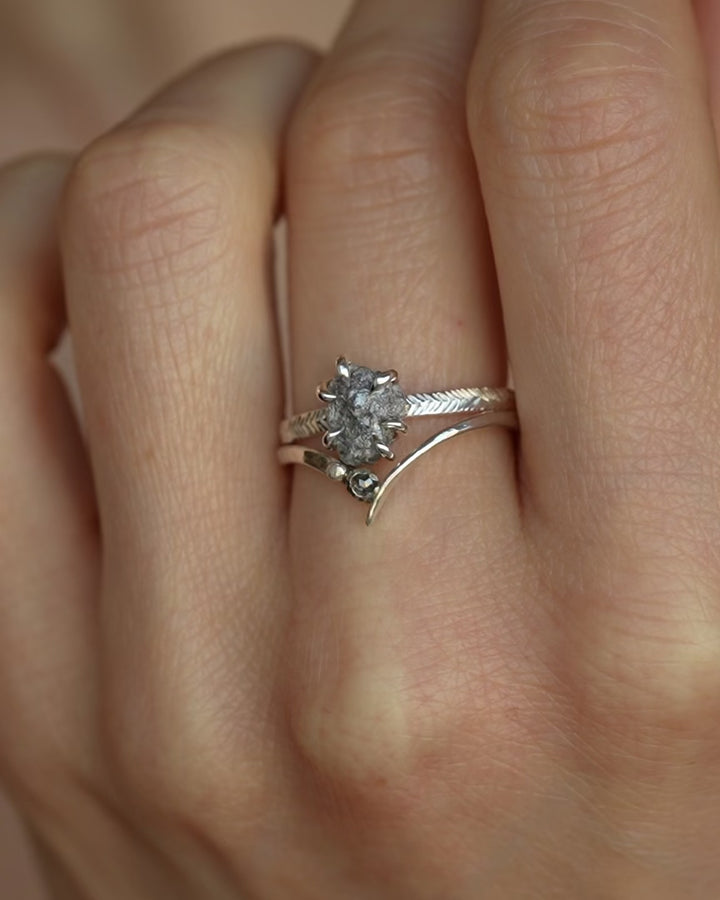 Raw Gray Diamond Engagement Ring
