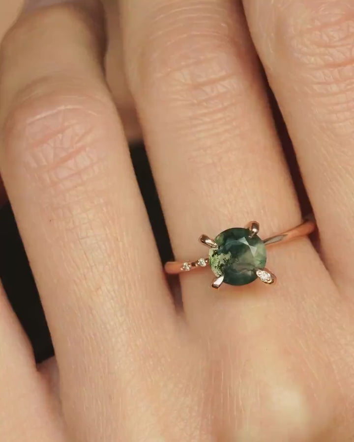 14k Rose Gold Moss Agate Ring