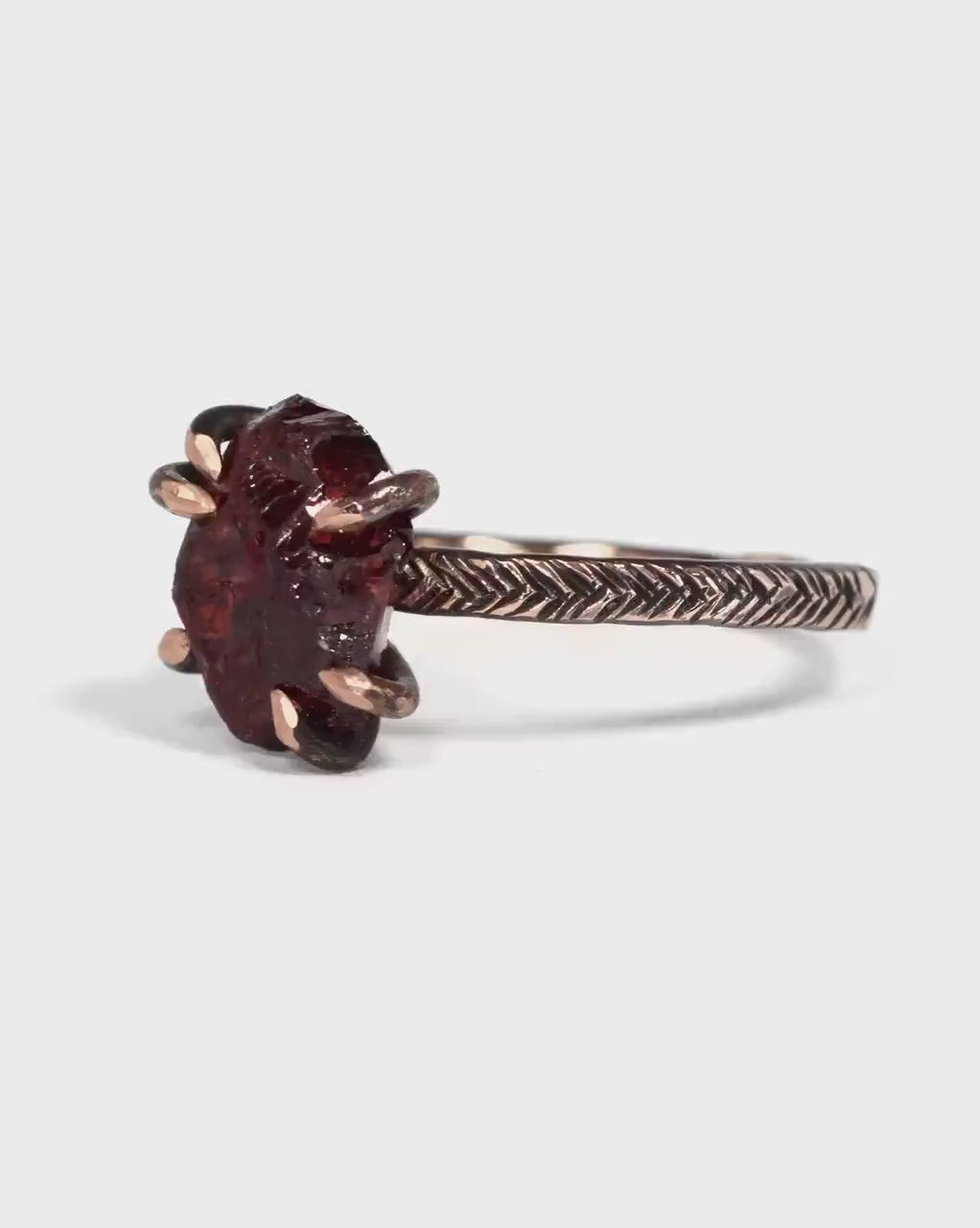 Raw Almandine Garnet Ring
