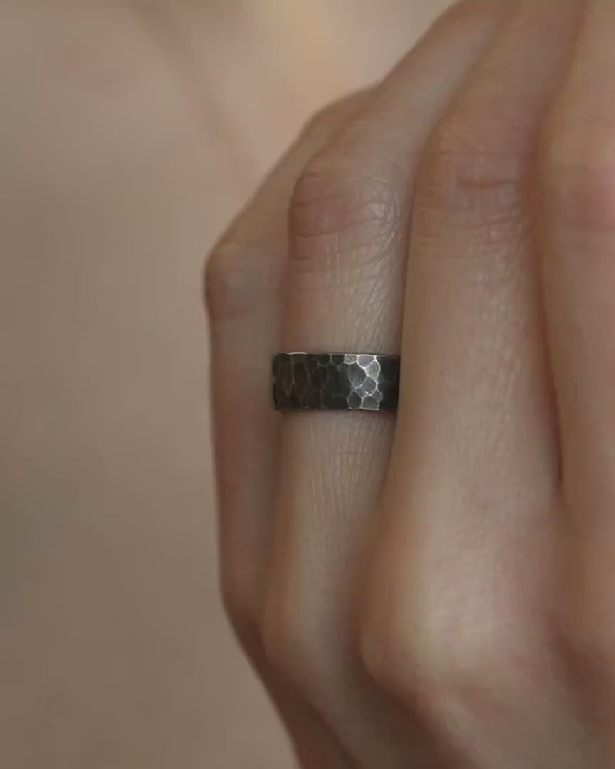 Black Silver Statement Band Ring