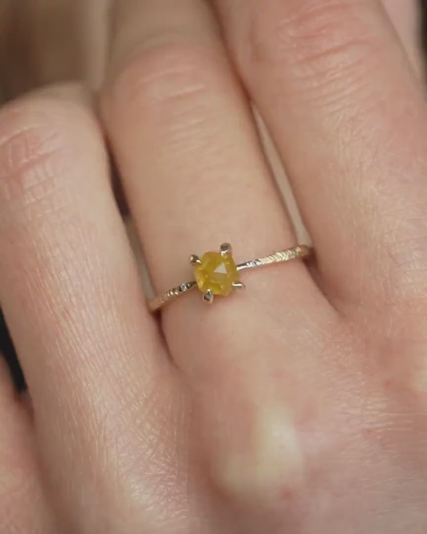 Yellow Hexagon Diamond Engagement Ring
