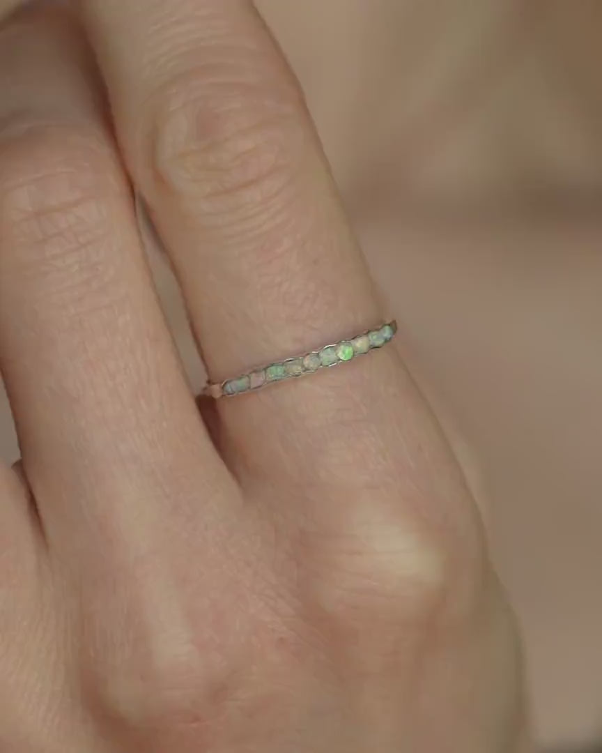 Slim Uncut Australian Opal Ring