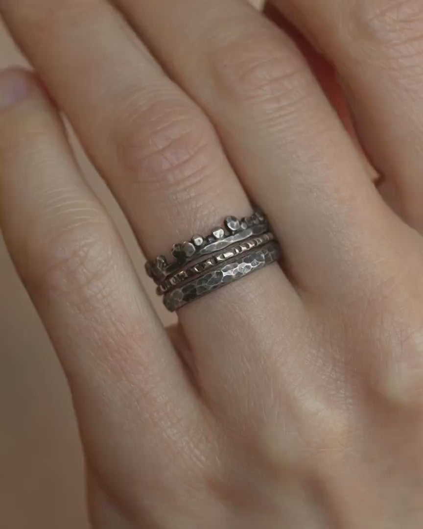 Rustic Silver Stacking Ring Set